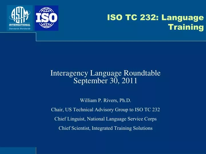 iso tc 232 language training
