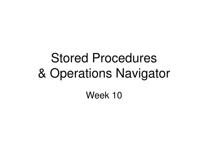 stored procedures operations navigator