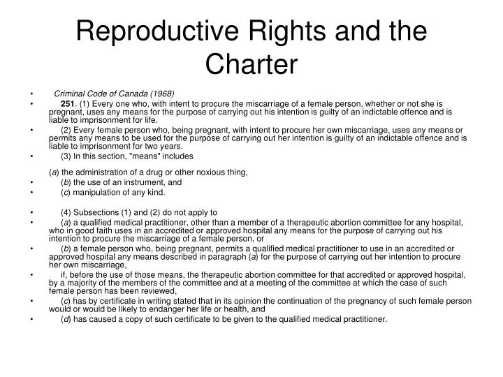 reproductive rights and the charter