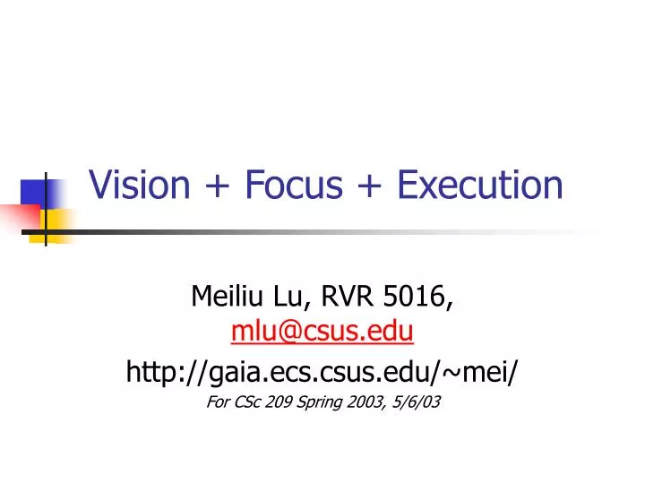 vision focus execution