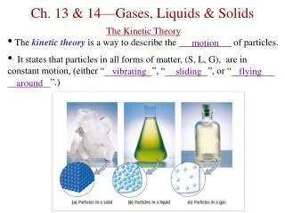 Ch. 13 &amp; 14—Gases, Liquids &amp; Solids