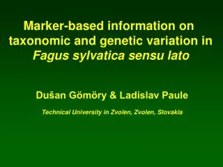 Marker-based information on taxonomic and genetic variation in Fagus sylvatica sensu lato