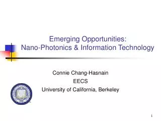 Emerging Opportunities: Nano-Photonics &amp; Information Technology