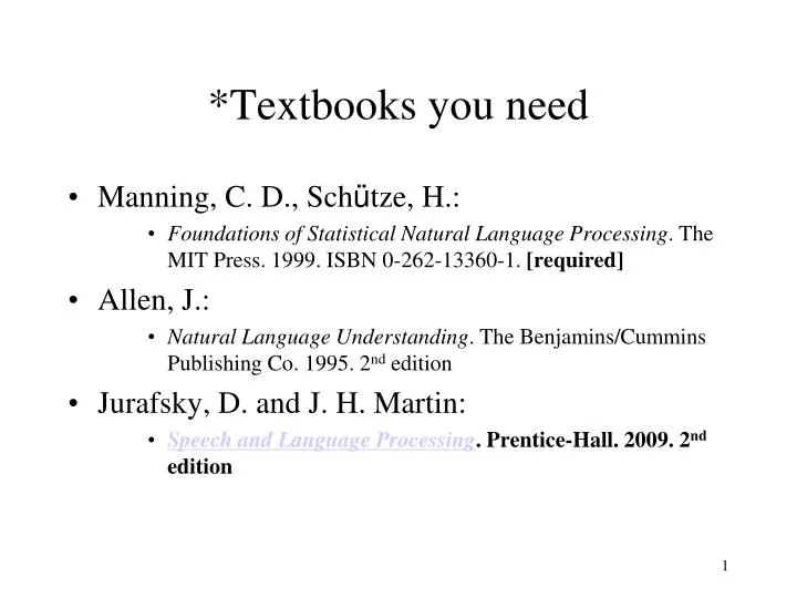 textbooks you need