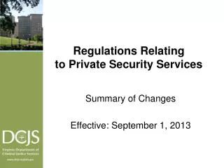 Regulations Relating to Private Security Services