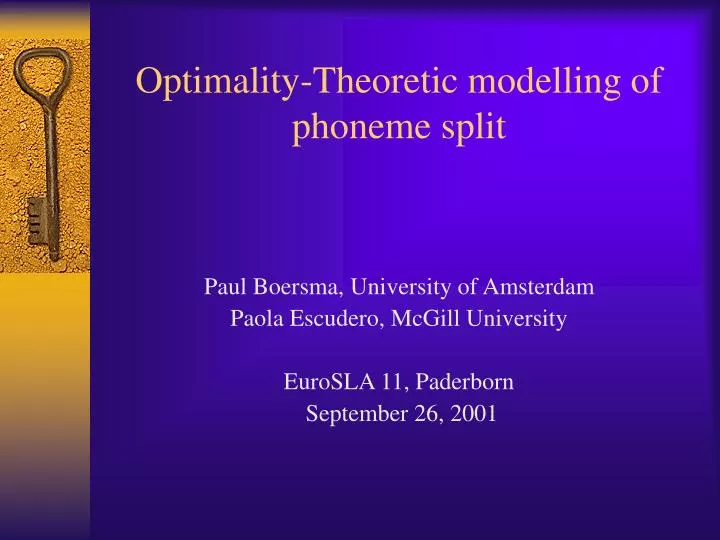 optimality theoretic modelling of phoneme split