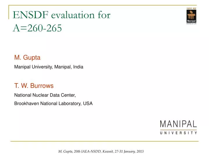 ensdf evaluation for a 260 265