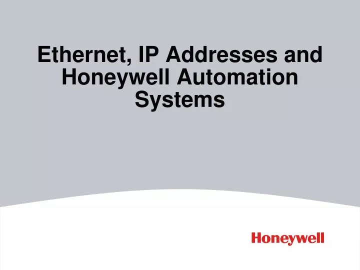 ethernet ip addresses and honeywell automation systems