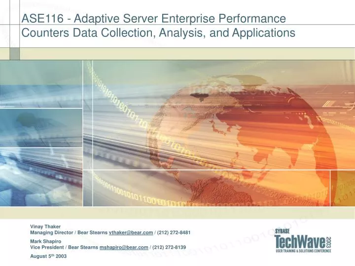 ase116 adaptive server enterprise performance counters data collection analysis and applications