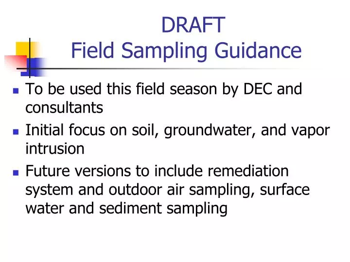 draft field sampling guidance