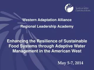Western Adaptation Alliance Regional Leadership Academy