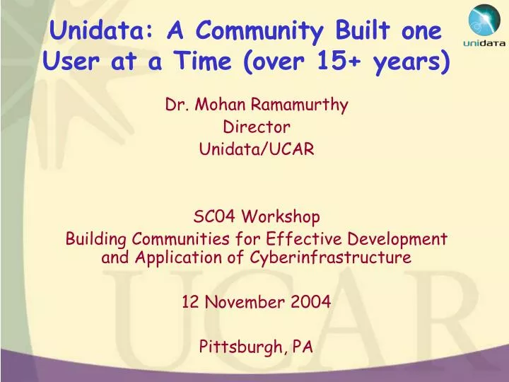 unidata a community built one user at a time over 15 years