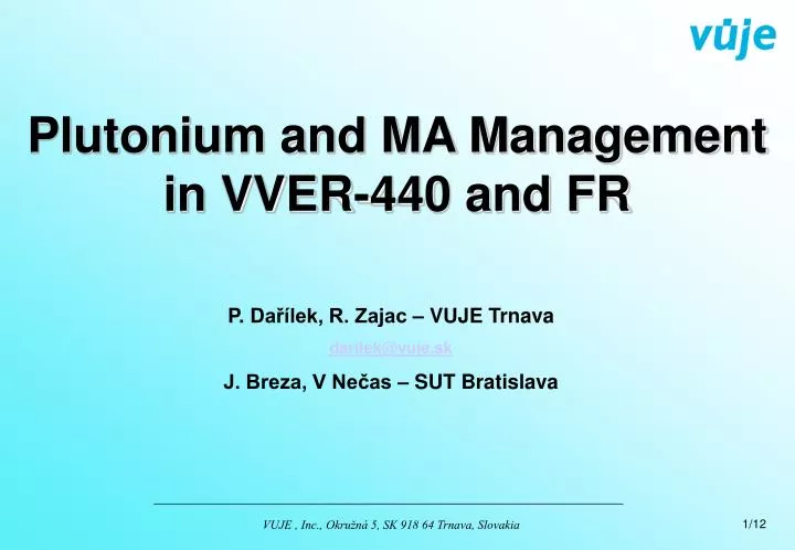 plutonium and ma management in vver 440 and fr