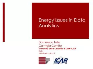 Energy I ssues in Data Analytics