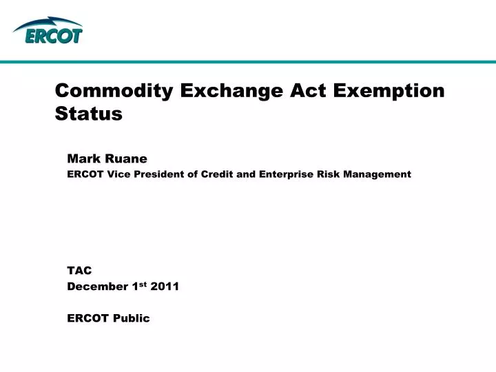 commodity exchange act exemption status