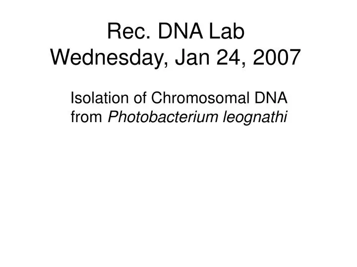 rec dna lab wednesday jan 24 2007