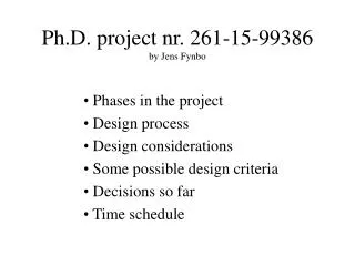Ph.D. project nr. 261-15-99386 by Jens Fynbo