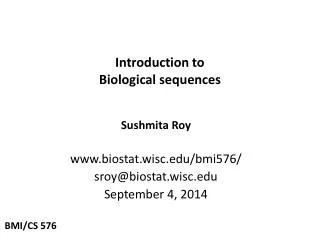 Introduction to Biological sequences