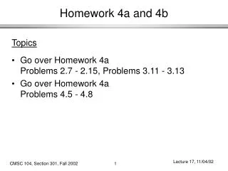 Homework 4a and 4b