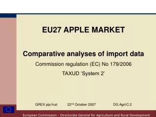 EU27 APPLE MARKET Comparative analyses of import data Commission regulation (EC) No 179/2006