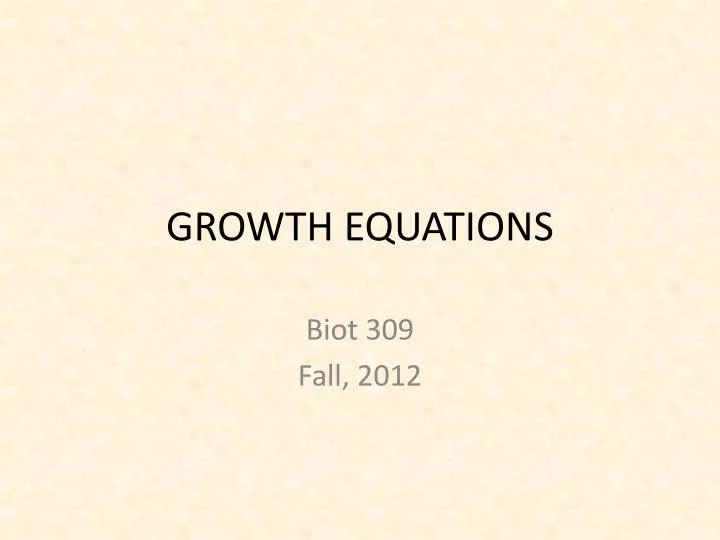 growth equations