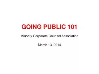 going public 101