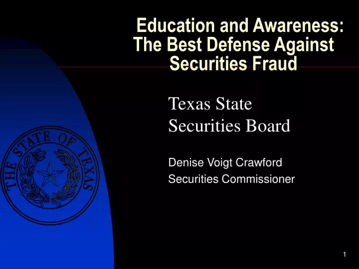education and awareness the best defense against securities fraud