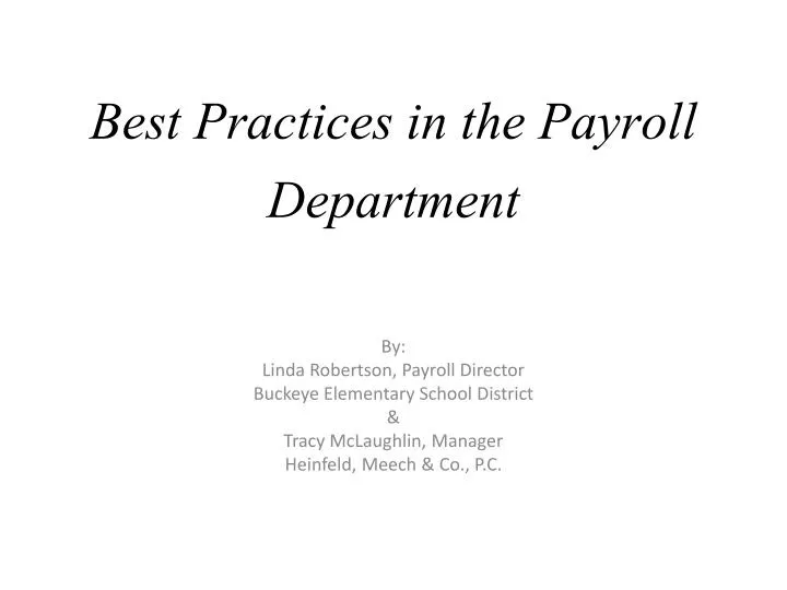 best practices in the payroll department