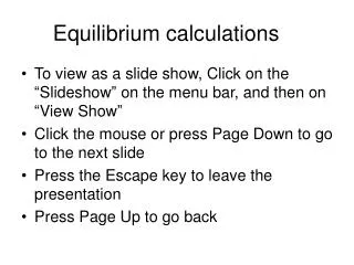 Equilibrium calculations