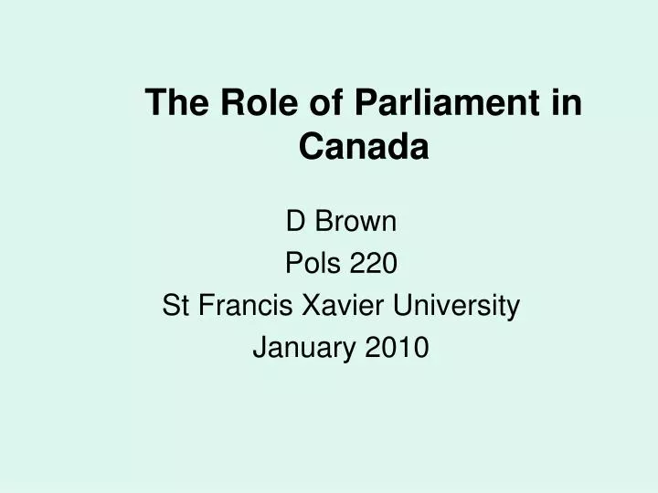 the role of parliament in canada