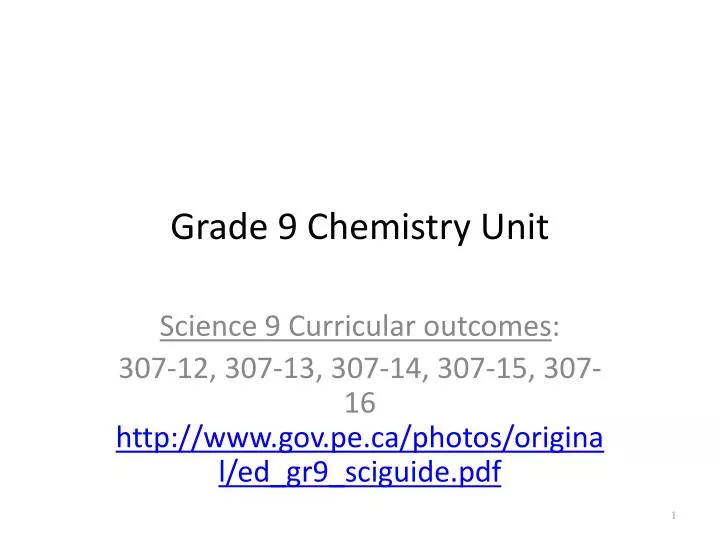 grade 9 chemistry unit