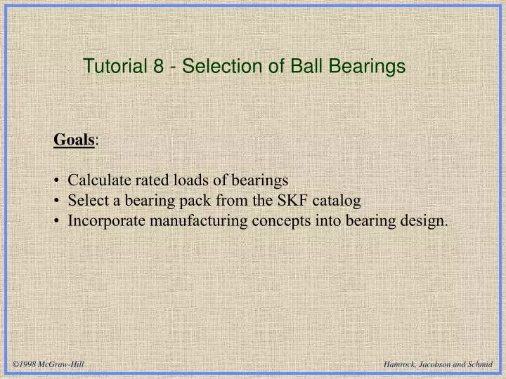 tutorial 8 selection of ball bearings