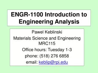 ENGR-1100 Introduction to Engineering Analysis
