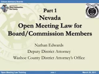 Part 1 Nevada Open Meeting Law for Board/Commission Members