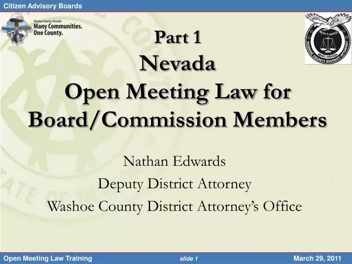 part 1 nevada open meeting law for board commission members