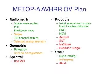 METOP-A AVHRR OV Plan