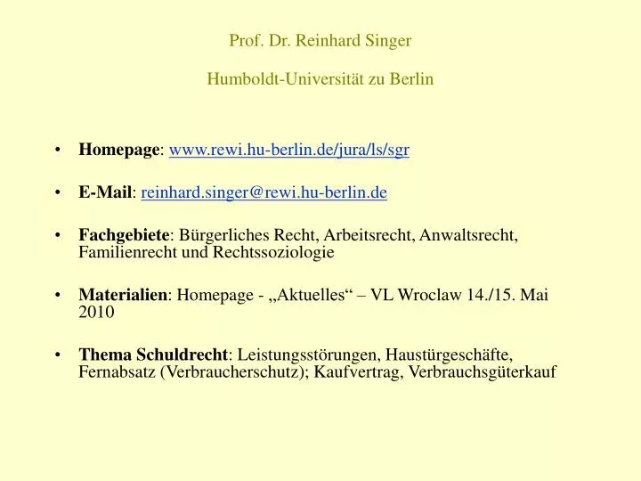 prof dr reinhard singer humboldt universit t zu berlin