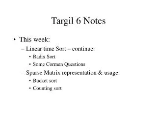 Targil 6 Notes