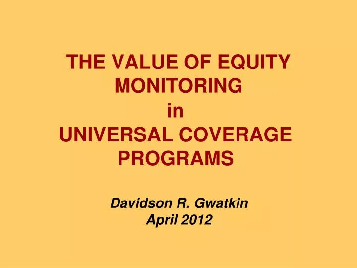 the value of equity monitoring