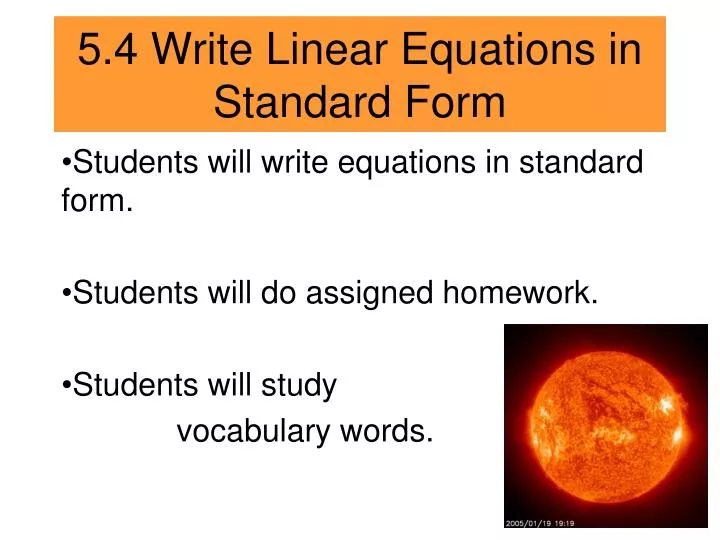 5 4 write linear equations in standard form