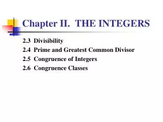 Chapter II. THE INTEGERS