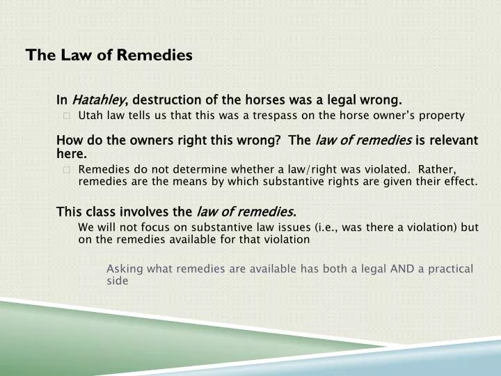 the law of remedies