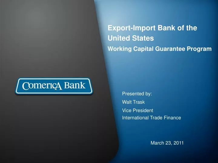 export import bank of the united states working capital guarantee program