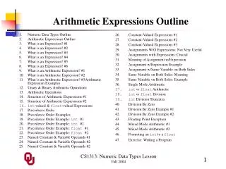 Arithmetic Expressions Outline