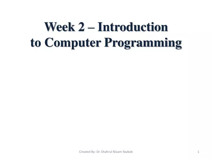 week 2 introduction to computer programming