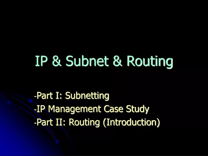 ip subnet routing