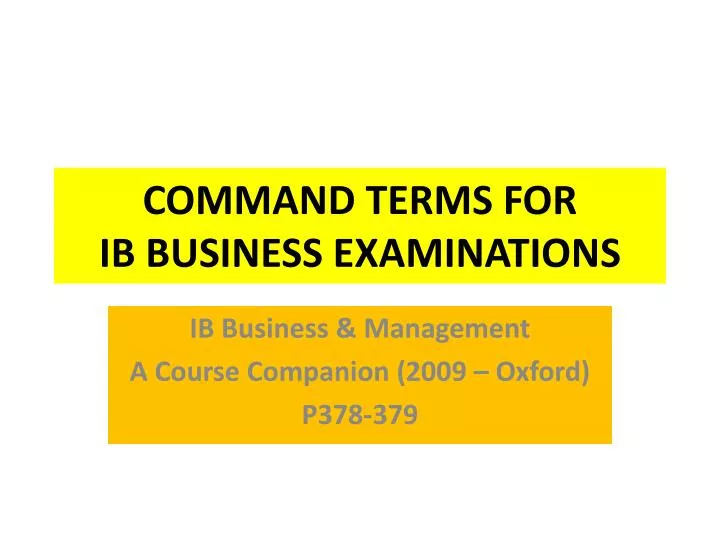 command terms for ib business examinations