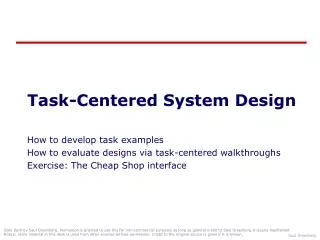 Task-Centered System Design