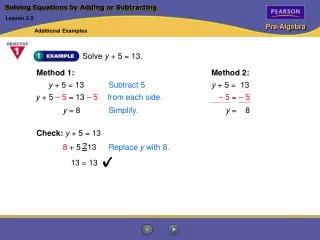 Solving Equations by Adding or Subtracting