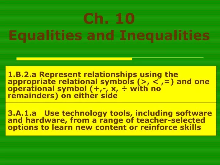 ch 10 equalities and inequalities